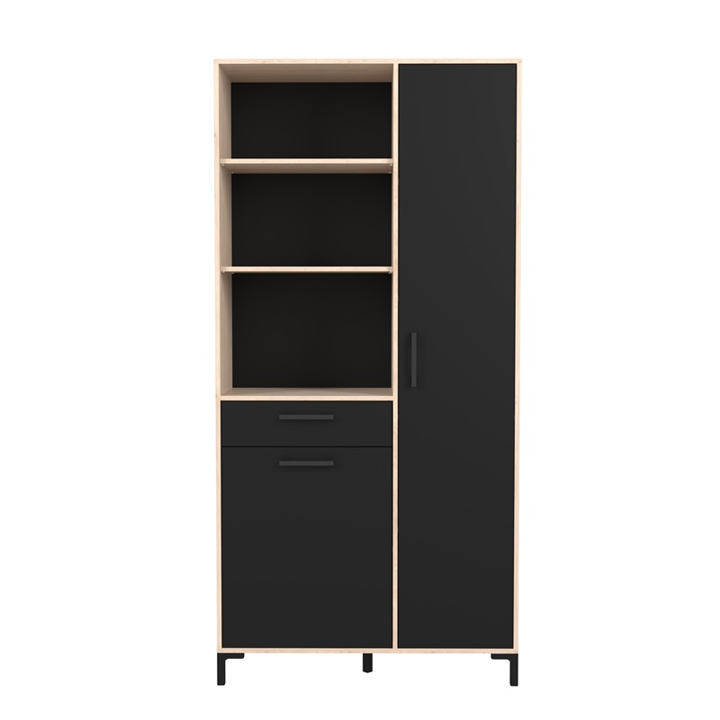 Mobile da cucina dispensa multiuso microonde 100xH206 cm rovere nero Pot