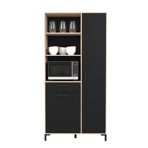 Mobile da cucina dispensa multiuso microonde 100xH206 cm rovere nero Pot