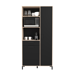 Mobile da cucina dispensa multiuso microonde 100xH206 cm rovere nero Pot