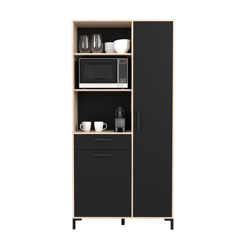 Mobile da cucina dispensa multiuso microonde 100xH206 cm rovere nero Pot