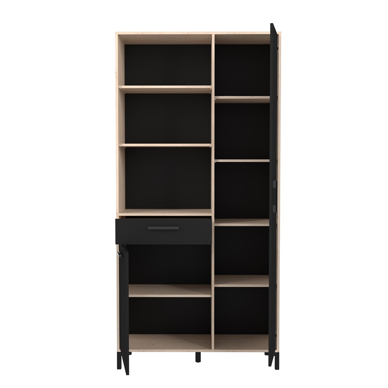 Mobile da cucina dispensa multiuso microonde 100xH206 cm rovere nero Pot
