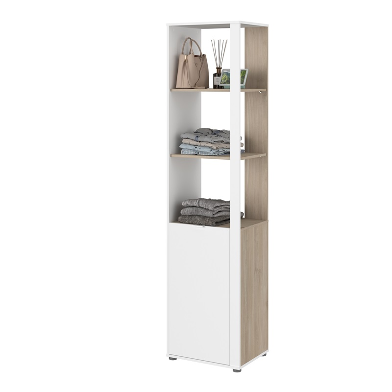 Cameretta completa bambini letto singolo comodino rovere bianco Fada-11