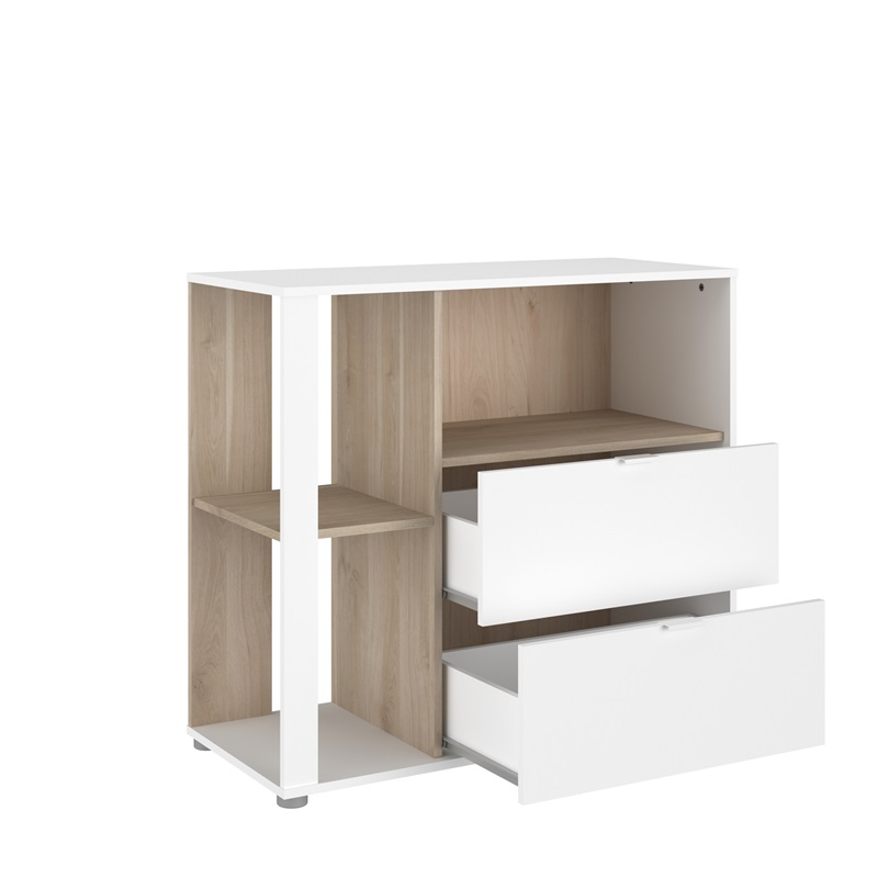 Cameretta completa bambini letto singolo comodino rovere bianco Fada-11