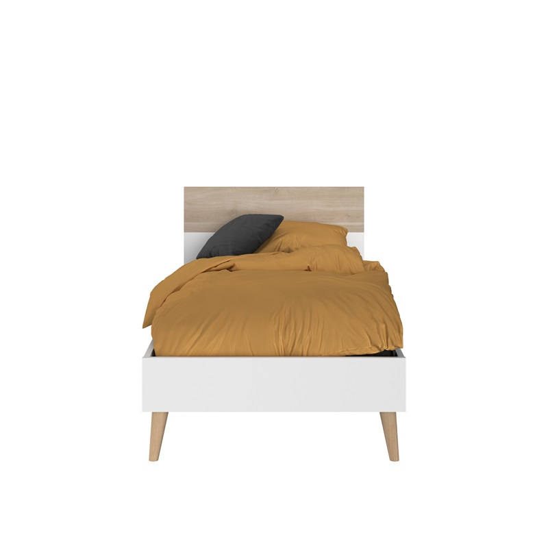 Cameretta completa bambini letto singolo comodino rovere bianco Fada-11