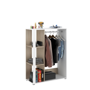 Cameretta completa bambini letto singolo comodino rovere bianco Fada-13