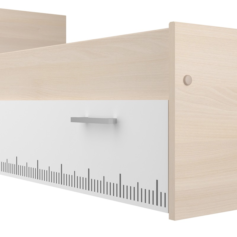Cameretta completa bambini letto singolo rovere bianco Star-2
