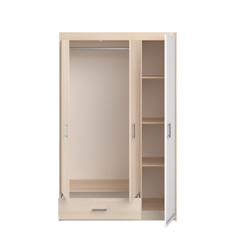 Cameretta completa bambini letto singolo rovere bianco Star-6