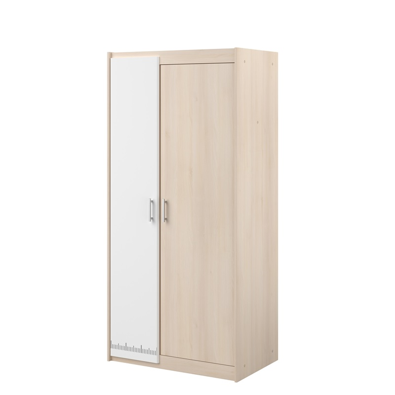 Armadio guardaroba moderno 2 ante battenti 85xH180cm rovere bianco Star