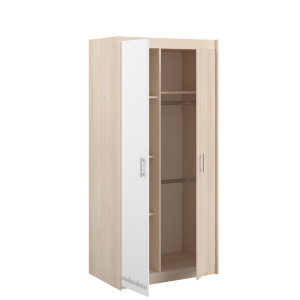 Armadio guardaroba moderno 2 ante battenti 85xH180cm rovere bianco Star