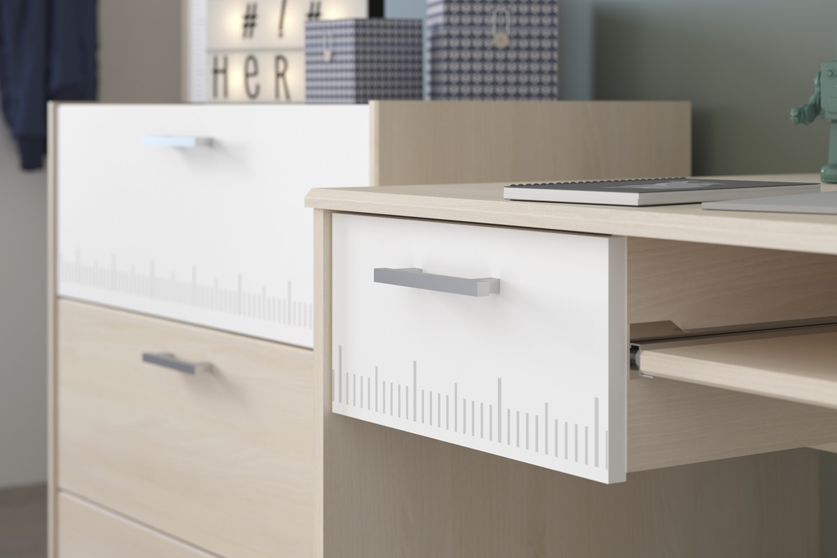 Scrivania moderna ragazzi 108xH75cm 1 cassetto rovere bianco Star