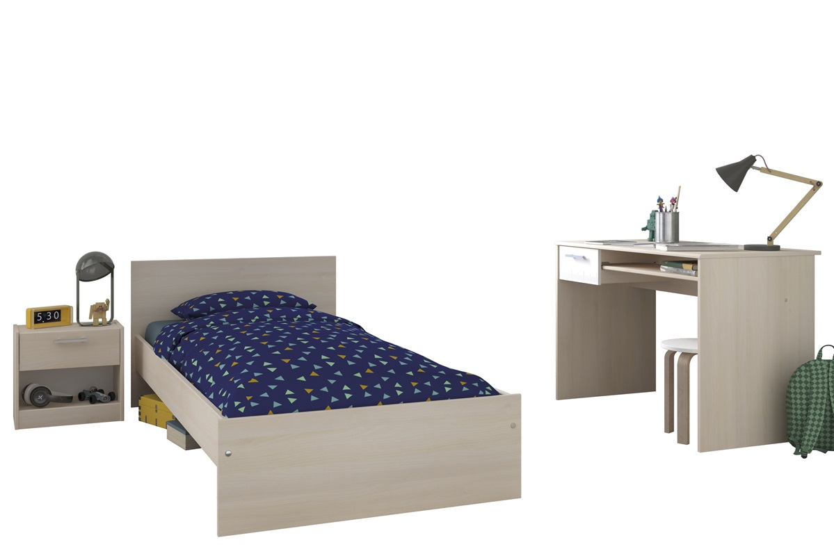 Scrivania moderna ragazzi 108xH75cm 1 cassetto rovere bianco Star