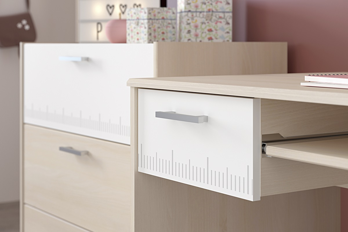 Scrivania moderna ragazzi 108xH75cm 1 cassetto rovere bianco Star
