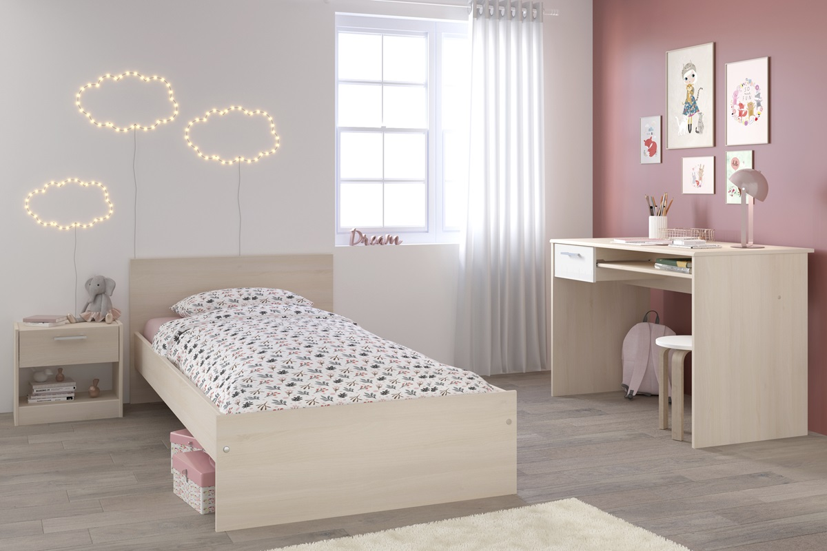 Scrivania moderna ragazzi 108xH75cm 1 cassetto rovere bianco Star