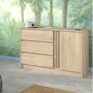Cameretta completa bambini letto singolo armadio comò rovere Kung-Fu-1