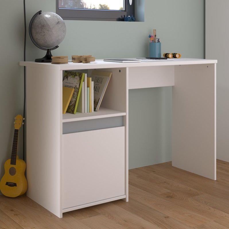 Scrivania moderna cameretta bambini 110xH75 bianco grigio o rosa Children