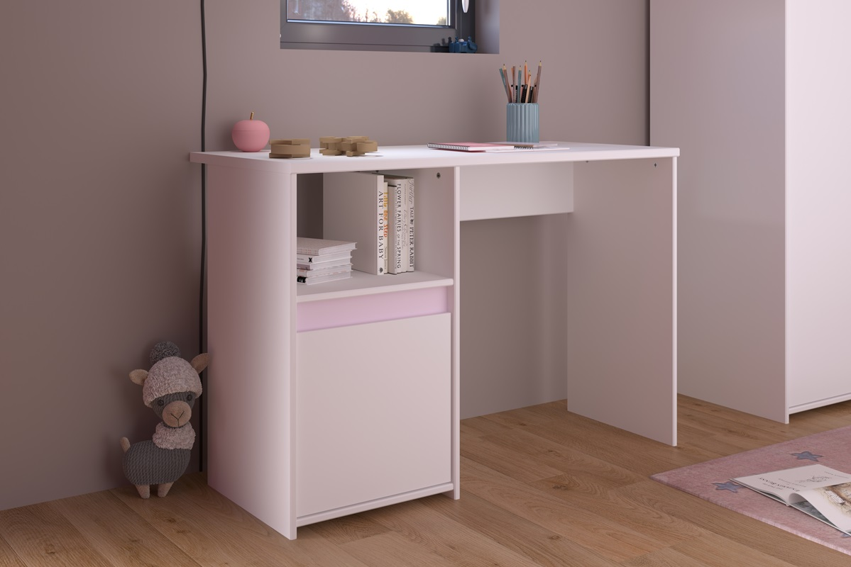 Scrivania moderna cameretta bambini 110xH75 bianco grigio o rosa Children