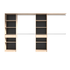 Cabina armadio 320x200h cm allungabile moderno aperto rovere bianco o nero Selin