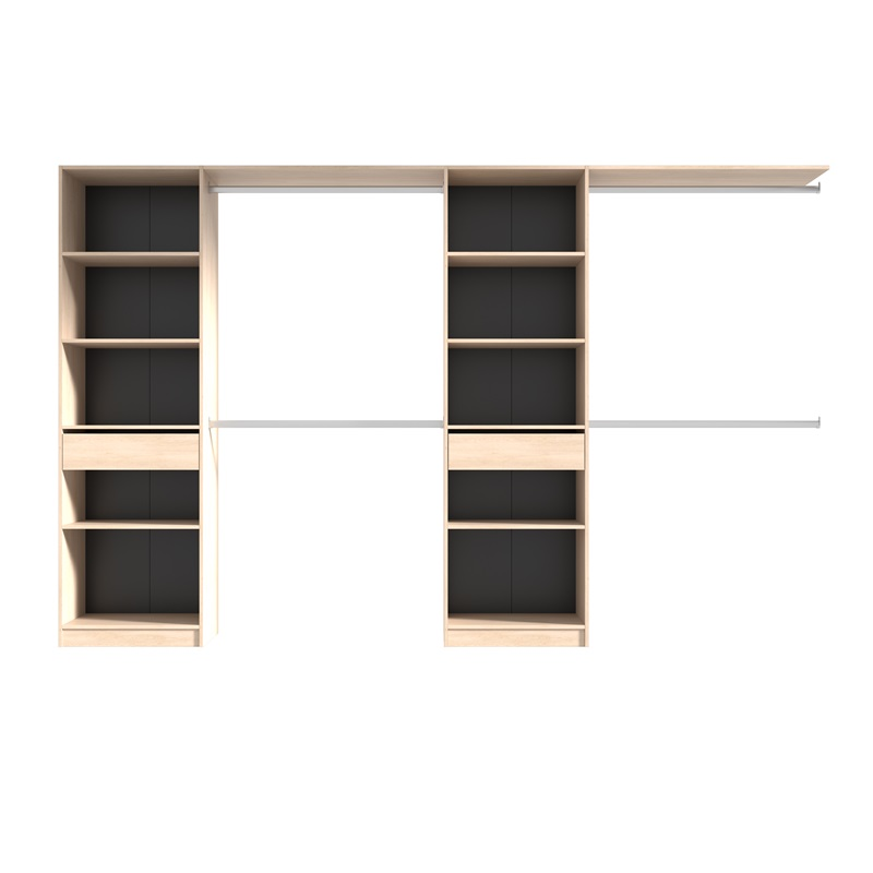 Cabina armadio 320x200h cm allungabile moderno aperto rovere bianco o nero Selin