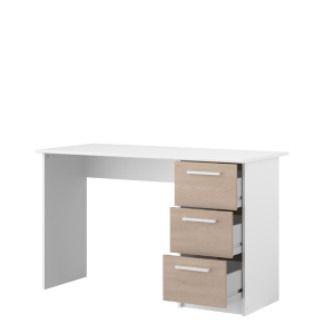 Scrivania ufficio moderna design 3 cassetti L121xP55 cm bianco rovere Vektor