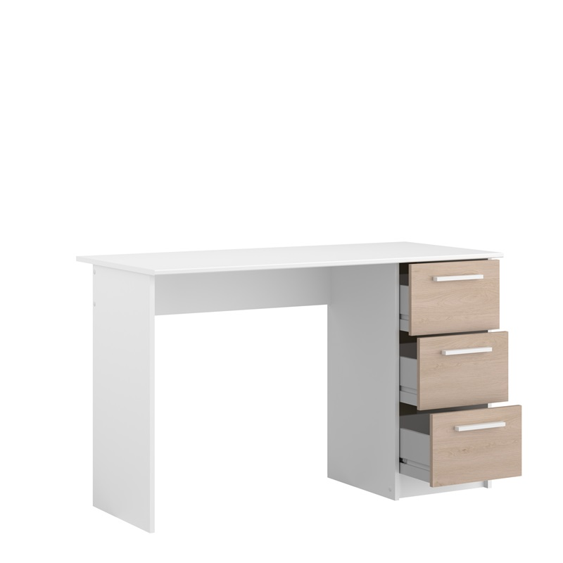Scrivania ufficio moderna design 3 cassetti L121xP55 cm bianco rovere Vektor