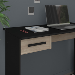 Scrivania ufficio moderna design 1 cassetto L101xP50 cm nero rovere Nomo