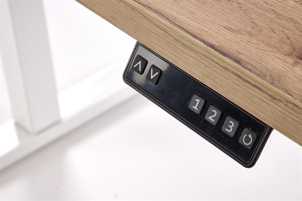 Scrivania regolabile in altezza motorizzate nuova generazione moderna 120xH75-120 ergonomica bianco rovere Works