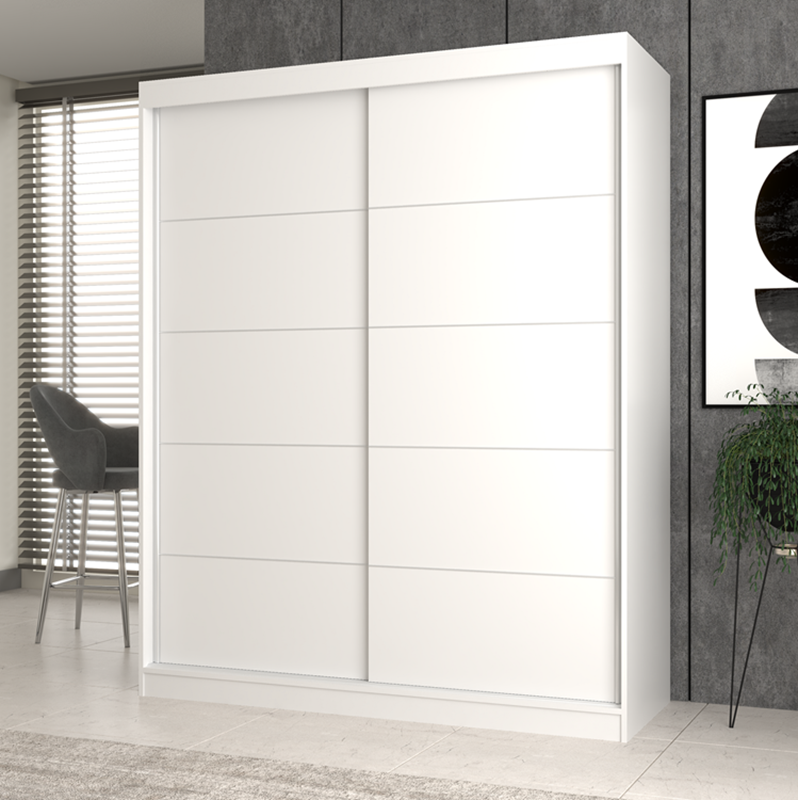 Armadio ante scorrevoli moderno 160xH200 cm bianco Quasar