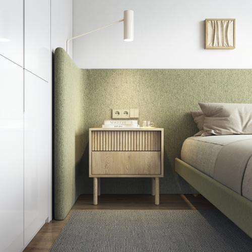 Comodino moderno 2 cassetti design 53xH55 rovere Natural