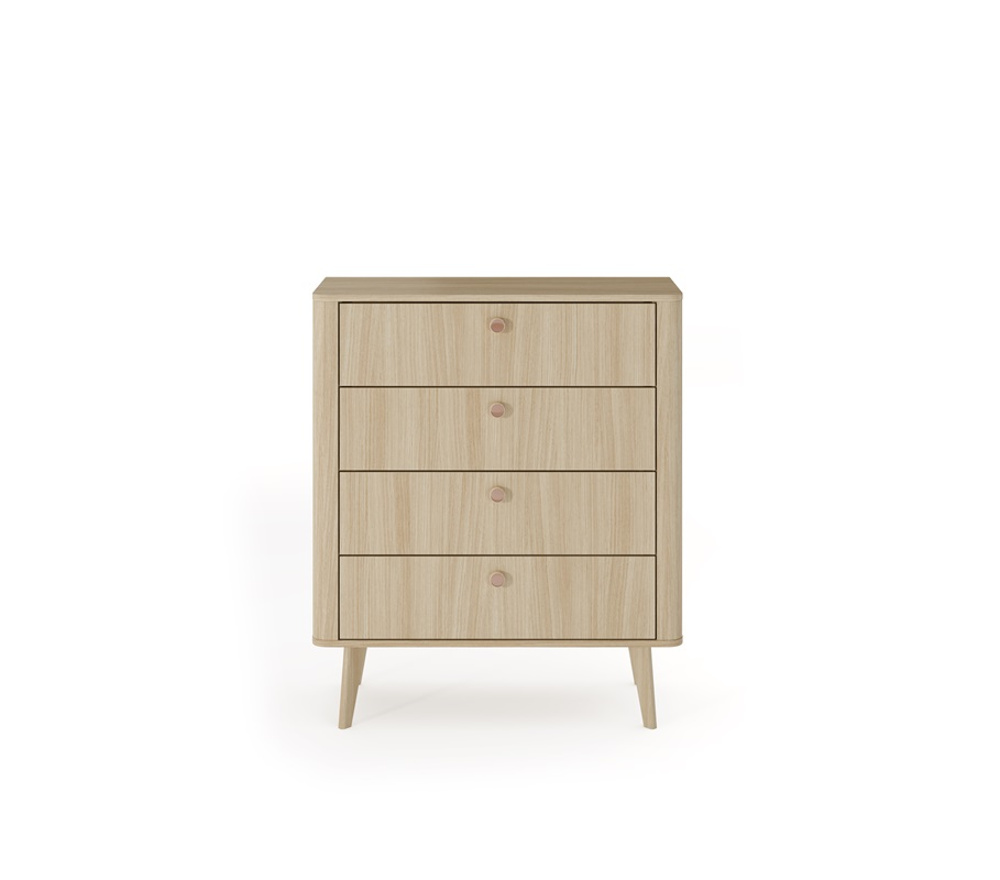 Cassettiera comò moderno 4 cassetti design 88xH103 rovere Callisto