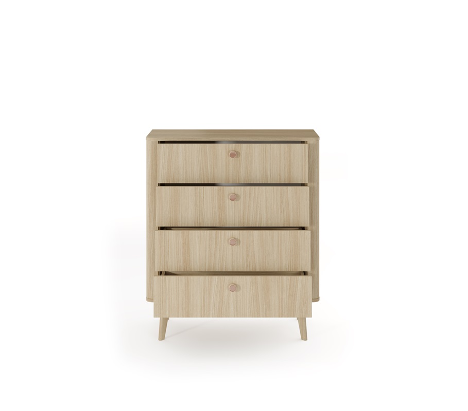 Cassettiera comò moderno 4 cassetti design 88xH103 rovere Callisto