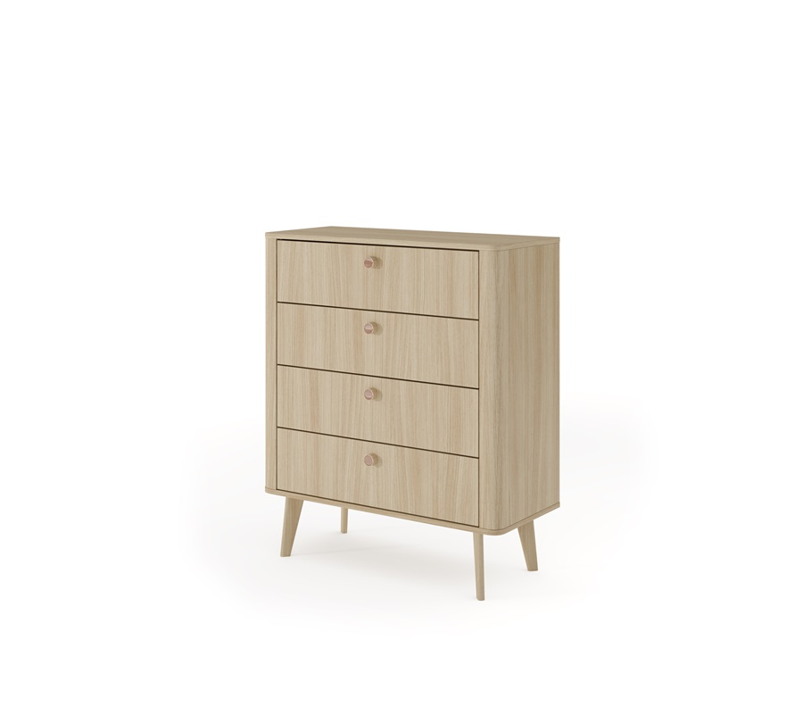 Cassettiera comò moderno 4 cassetti design 88xH103 rovere Callisto