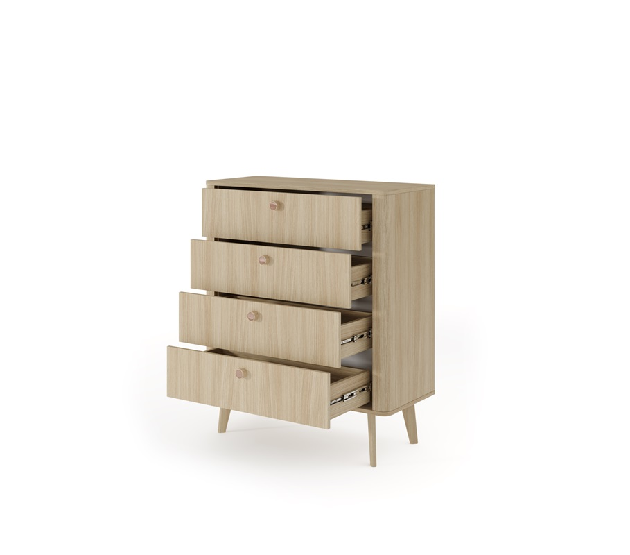 Cassettiera comò moderno 4 cassetti design 88xH103 rovere Callisto