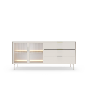 Credenza madia moderna vetrina 2 ante 3 cassetti 191xH61 beige Vichy
