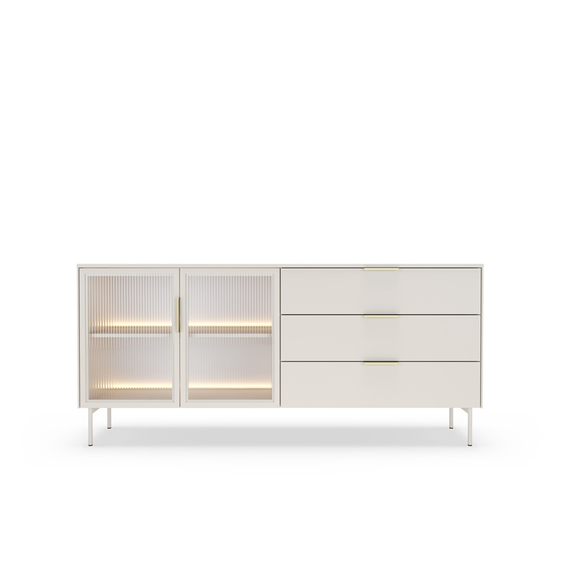 Credenza madia moderna vetrina 2 ante 3 cassetti 191xH61 beige Vichy