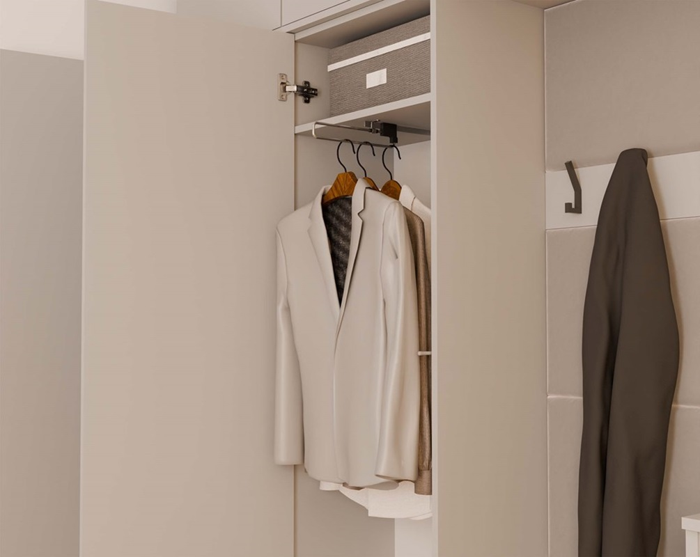 Mobile ingresso moderno 200xH238 cm cassapanca beige Berlino