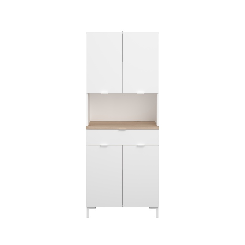 Mobile da cucina dispensa microonde 4 ante 1 cassetto 72xH186 cm rovere bianco Ligna