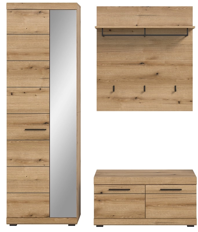 Mobile ingresso moderno appendiabiti specchio 167xH197 cm rovere Bloom