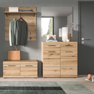 Mobile ingresso moderno appendiabiti specchio 195xH197 cm rovere Bloom