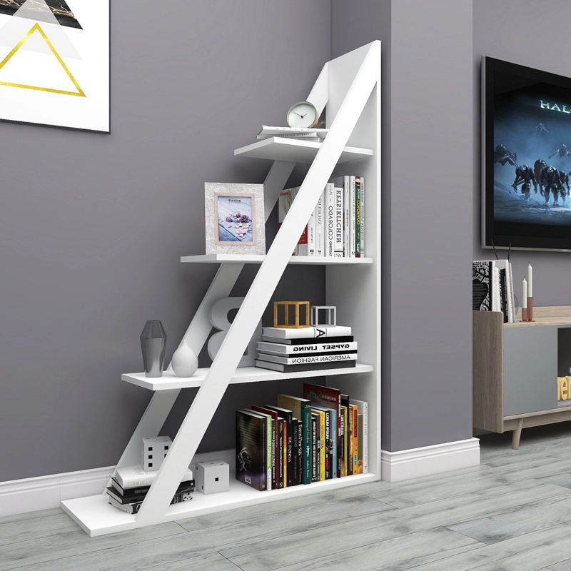 Libreria moderna soggiorno design colonna 100xH150 cm bianco Solan
