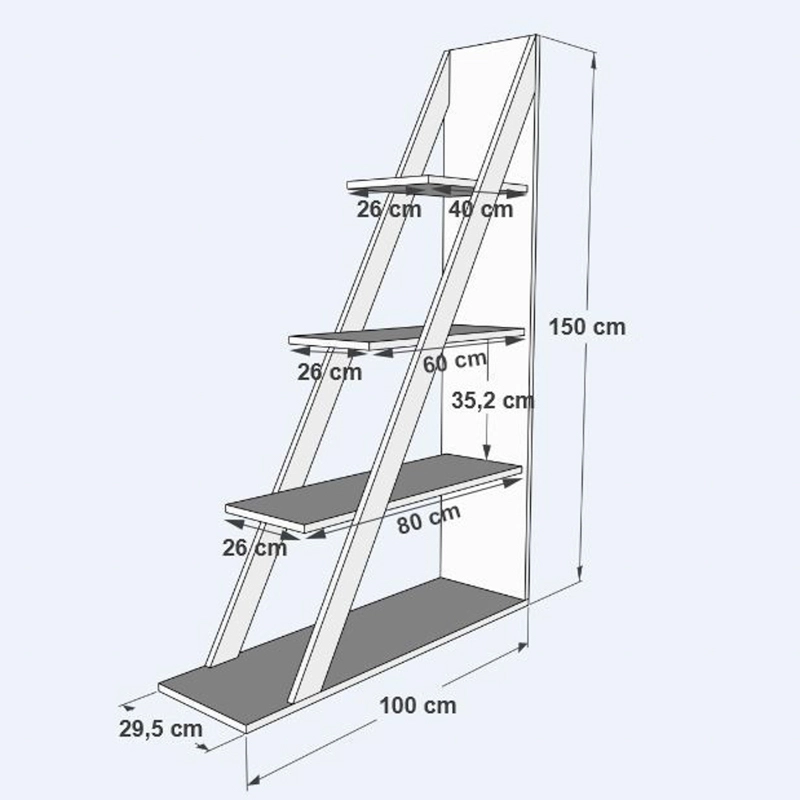 Libreria moderna soggiorno design colonna 100xH150 cm bianco Solan