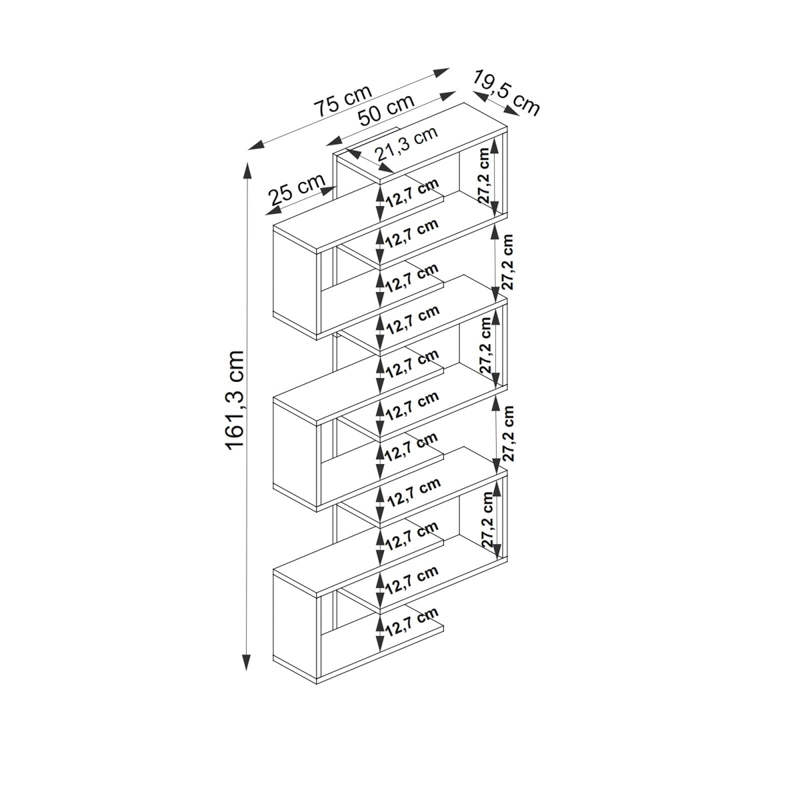 Libreria moderna soggiorno design colonna 75xH161 cm noce Eron