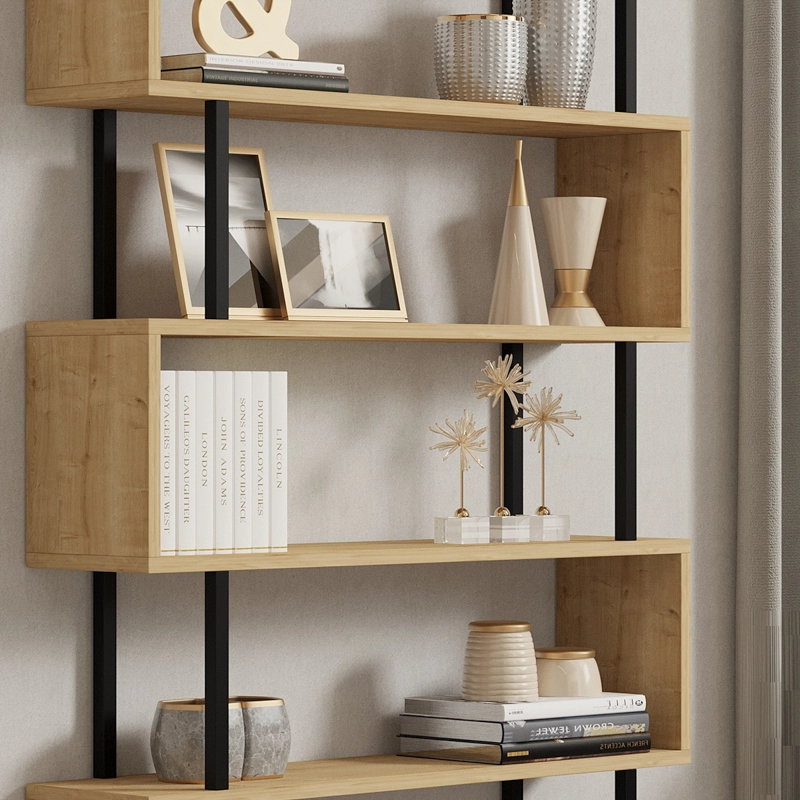 Libreria moderna soggiorno design industrial 90xH162 cm rovere nero Varek