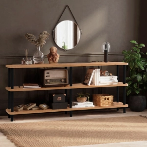 Libreria moderna industrial mobile multiuso 180xH74 cm rovere nero Soren