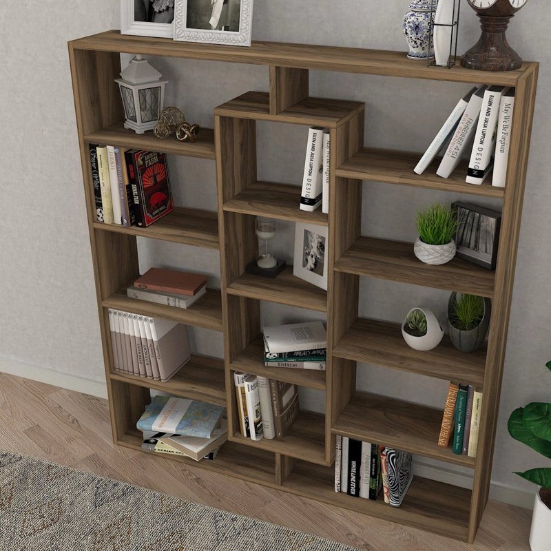 Libreria moderna soggiorno design parete 125xH135 cm noce Altara