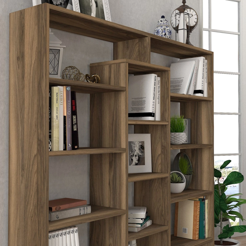 Libreria moderna soggiorno design parete 125xH135 cm noce Altara