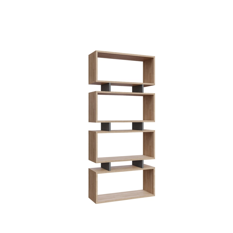 Libreria moderna soggiorno design colonna 72xH161 cm rovere antracite Arvenia