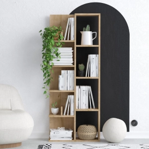 Libreria moderna soggiorno design colonna componibile 60xH150 cm rovere Aurelia