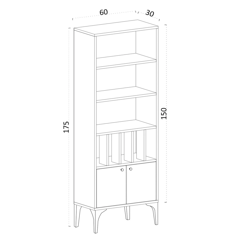 Libreria moderna soggiorno design colonna 60xH175 cm rovere Valira