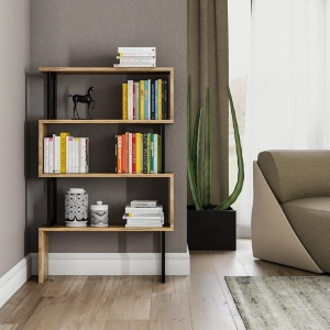 Libreria moderna soggiorno design parete 80xH128 cm noce Zerkan