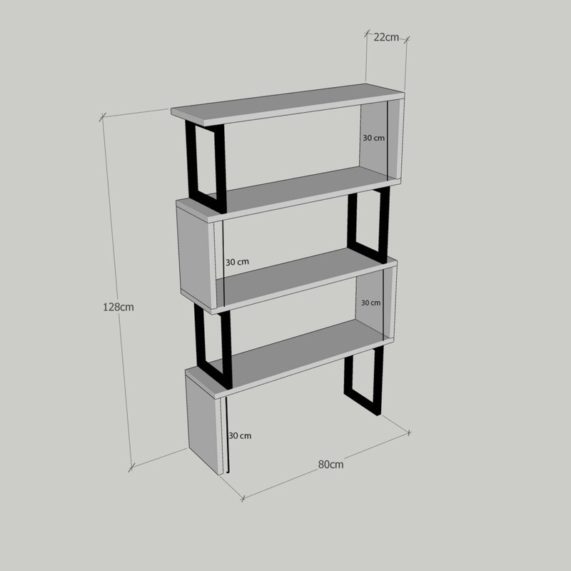 Libreria moderna soggiorno design parete 80xH128 cm noce Zerkan